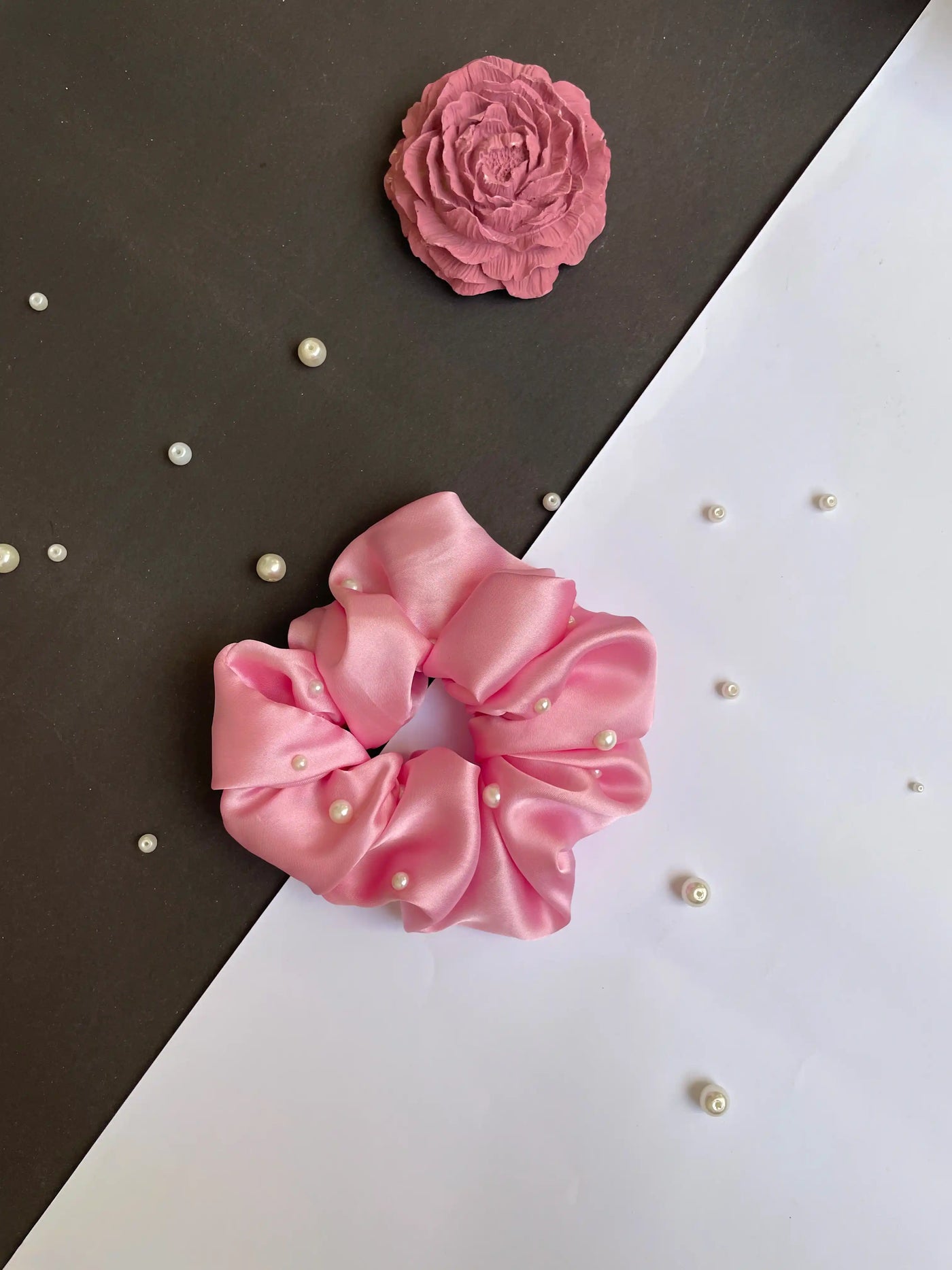 Pink Pearl Scrunchies
