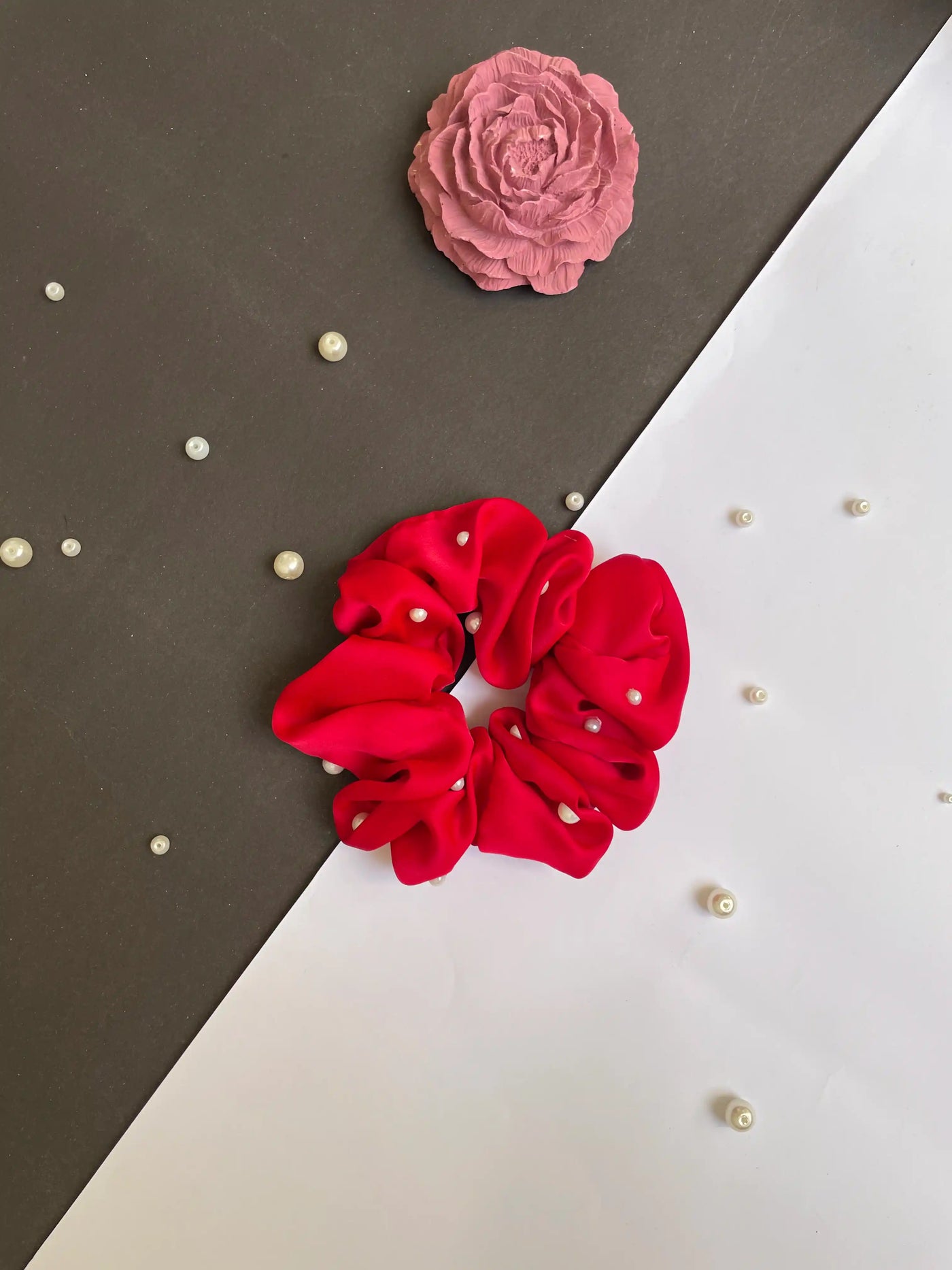 Red Pearl Scrunchies
