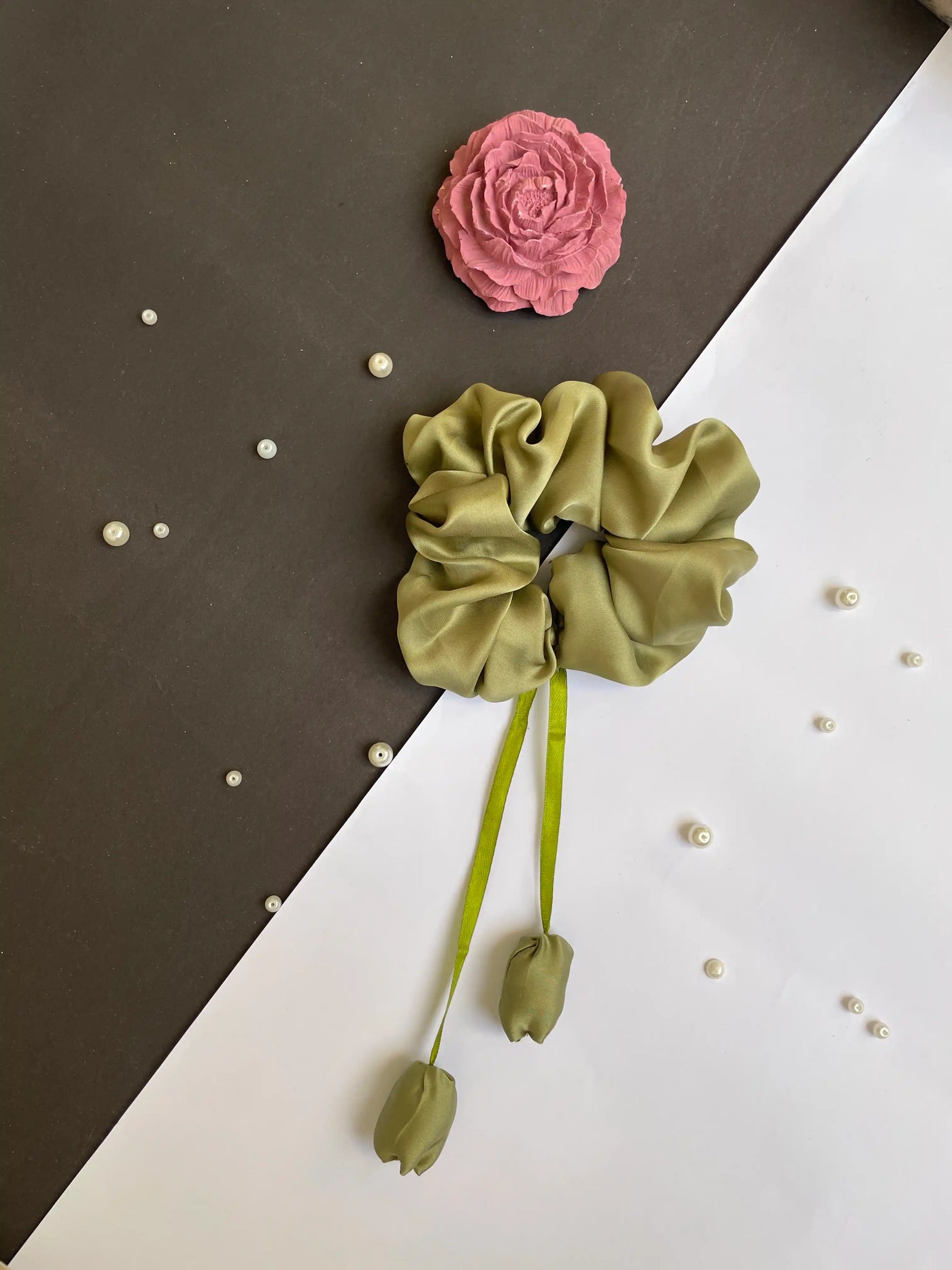 Olive Green Tulip Scrunchies