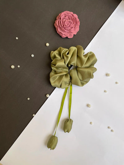 Olive Green Tulip Scrunchies