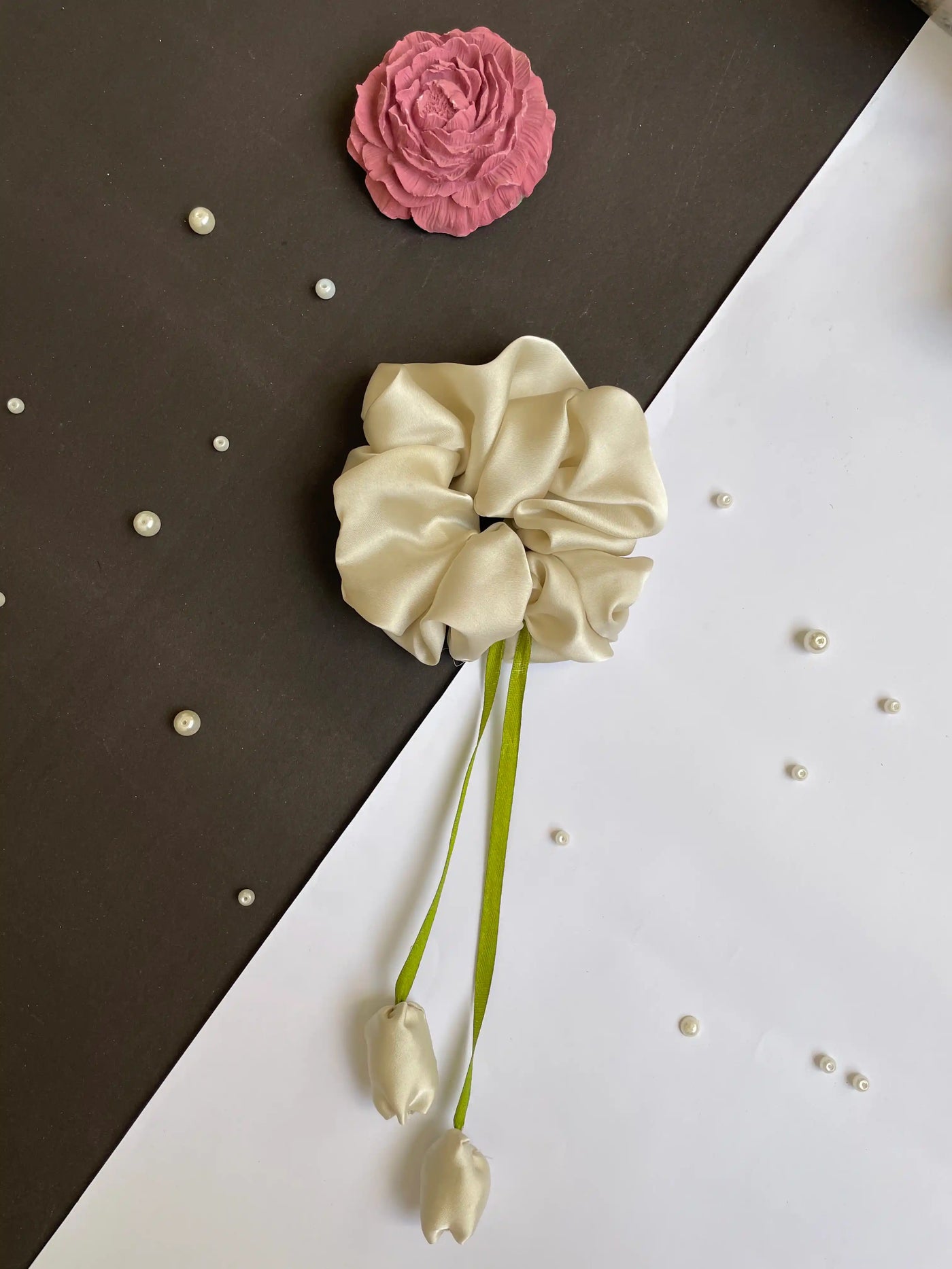 Beige Tulip Scrunchies